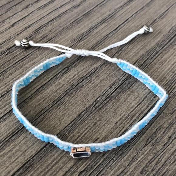 New Auth Chan Luu Turquoise Mix Seed Bead Pull Tie - Picture 1 of 4